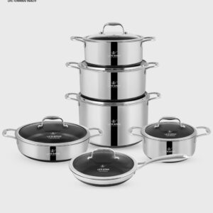 سرویس قابلمه استیل 12 پارچه کف لیزری لایف اسمایل مدل LIFEP-18 (اصل)