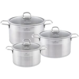 سرویس قابلمه 6 پارچ استیل لایف اسمایل مدل LIFEP12 سایز 24/28/32