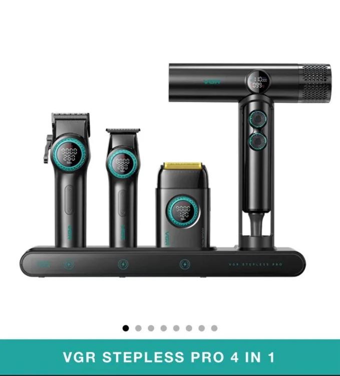 ست ماشین اصلاح حرفه‌ای وی جی آر مدل VGR-STEBLRES PRO 4in1(دو رنگ موجود)