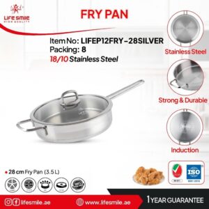 ماهیتابه تک دسته استیل لایف اسمایل مدلLIFEP12FRY - 28SILVR