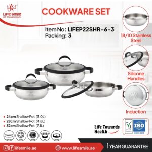 سرویس تابه استیل لایف اسمایل مدل LIFEP12SHR-6-3(سایز 24/28/32)