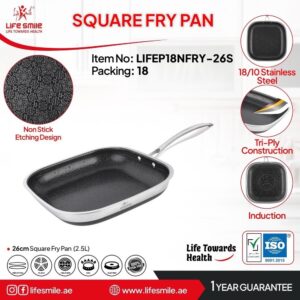 ماهیتابه تکی استیل لیزری بدون در لایف اسمایل سایز 26
